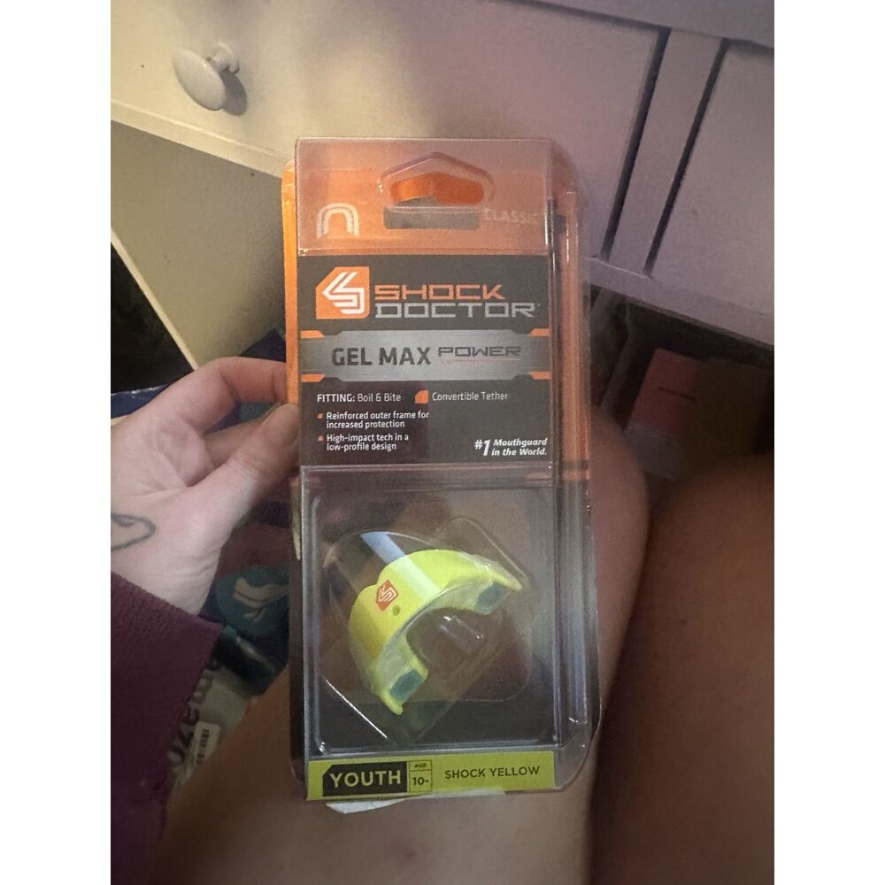 Shock Doctor Gel Max Power Mouthguard Youth Age 10+ Shock Yellow Sports Shield